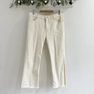 mng by mango Light Yellow Sienna Straight Leg Raw Hem crop Jeans Size 12 KD
